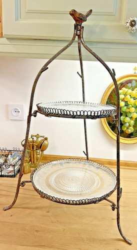 Rustic iron cake stand - iron, fruit