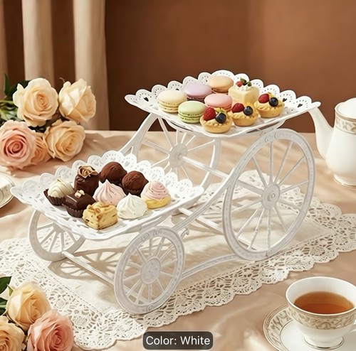 White metal tier - 2-tier, cart