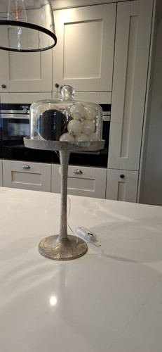 Silver tall metal cake - tall, stand