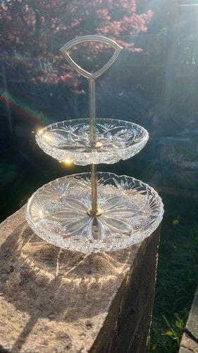 Vintage two tier cut glass - cut,
